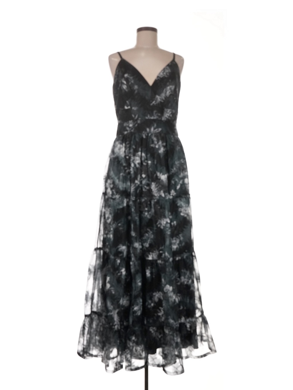 Johnny Was Dreamer embroidered Floral Tiered Maxi with Spaghetti Straps